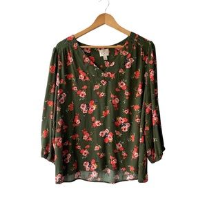 St John’s Bay 100% Rayon Floral Blouse, Size L